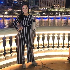 Black striped romper